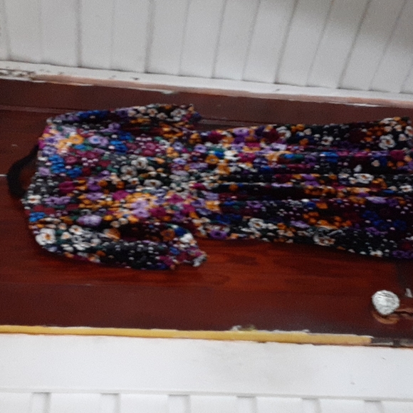 Anthropologie sz 2 pit 16.5 inches velour  baby doll dress floral print - Picture 5 of 6